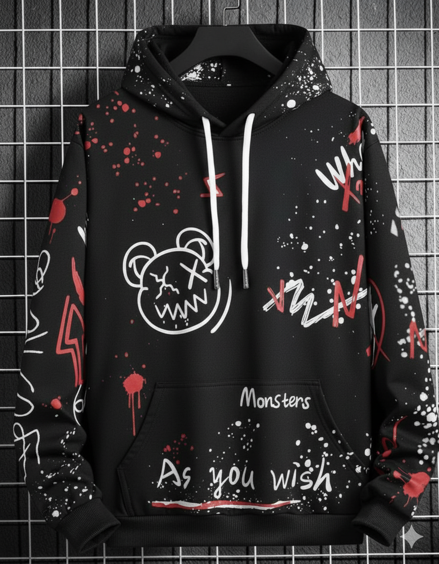 Men Full Sleeve Printed Hooded Sweatshirt