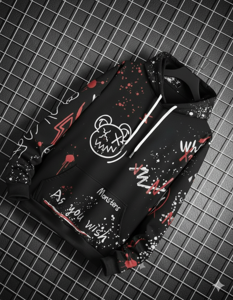 Men Full Sleeve Printed Hooded Sweatshirt