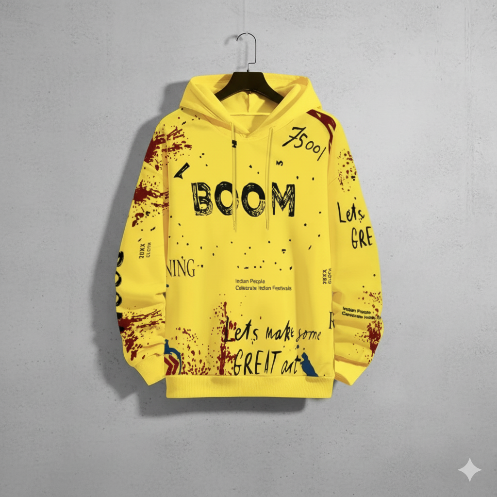 Men Full Sleeve Printed Hooded Sweatshirt