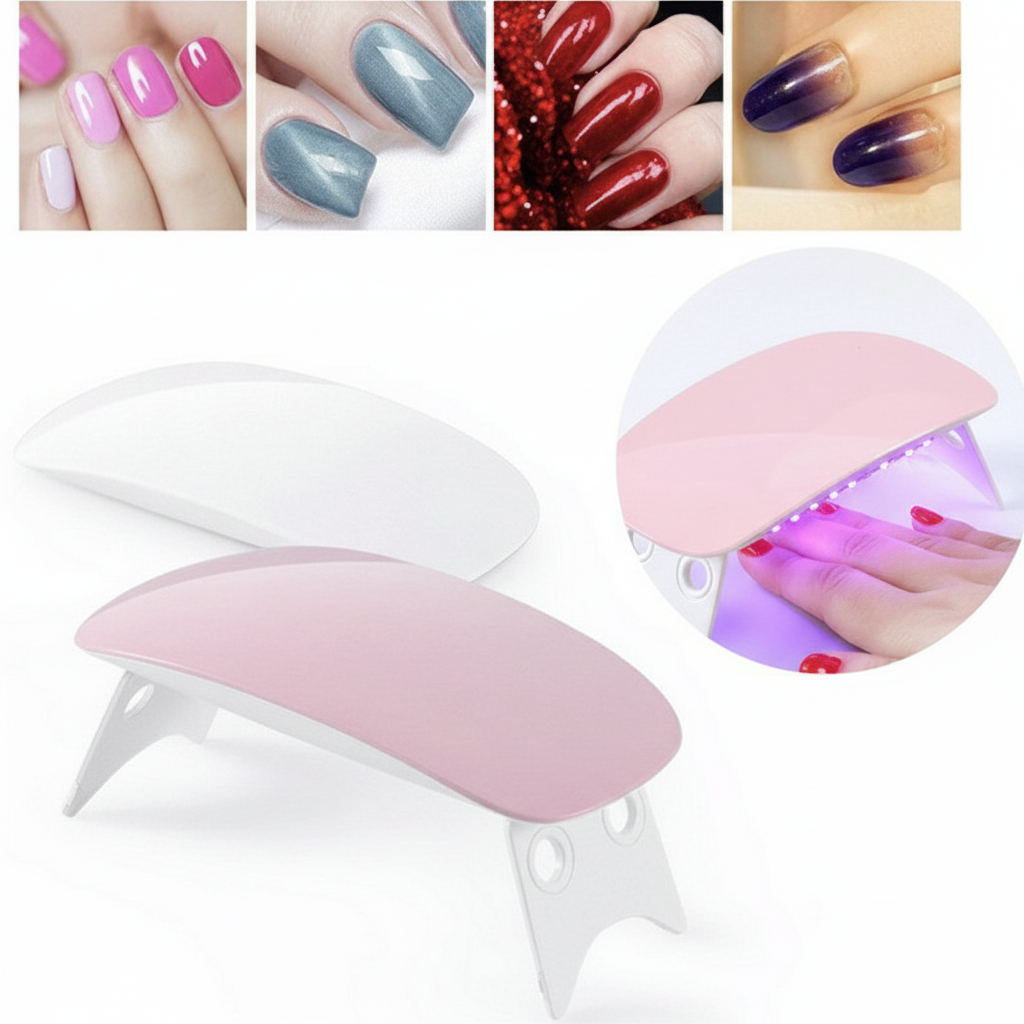 Mini Portable & Foldable 6W LED UV Nail Polish Dryer Lamp | Quick Curing Nail Art Machine with 45s/60s Timer