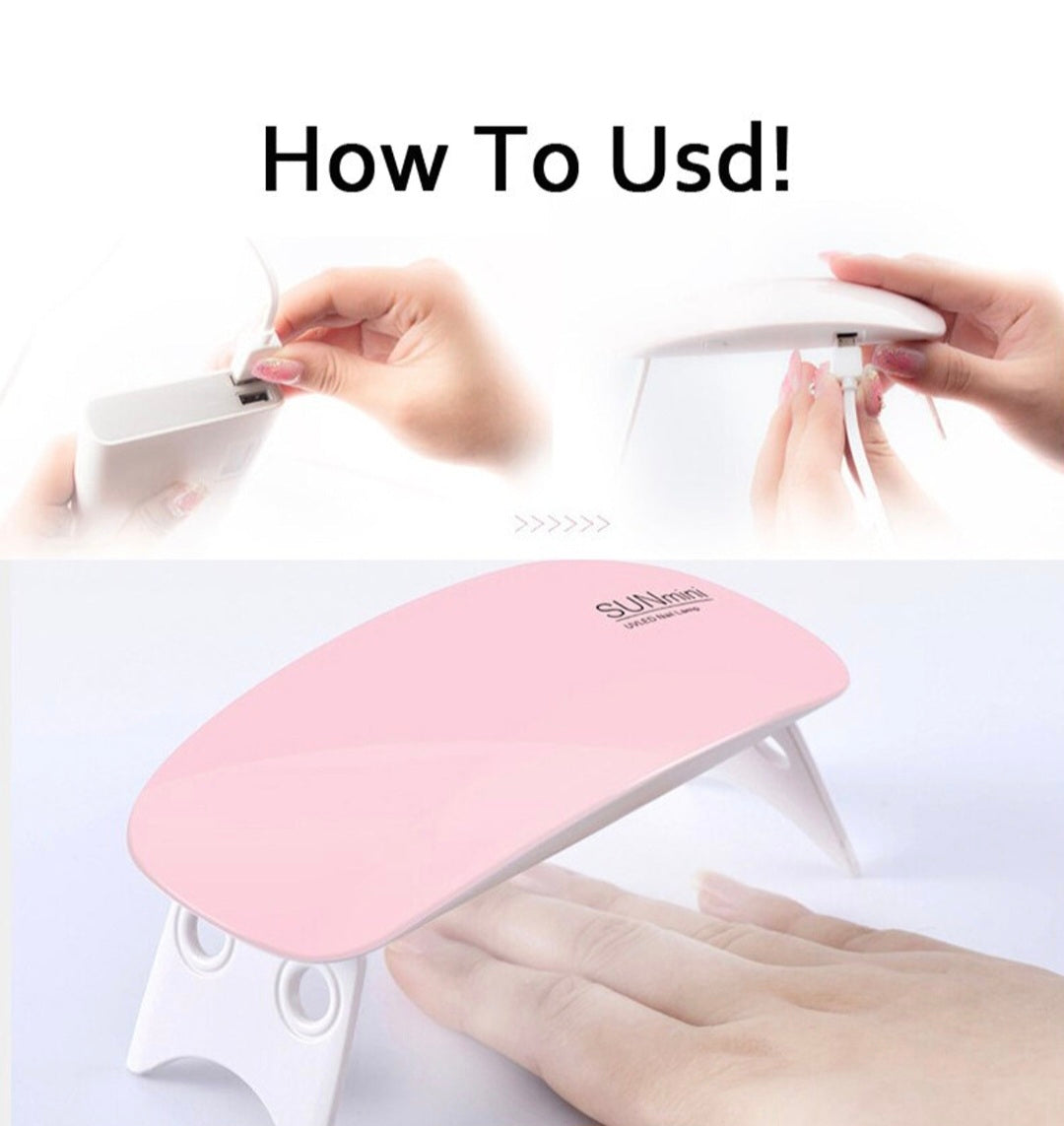 Mini Portable & Foldable 6W LED UV Nail Polish Dryer Lamp | Quick Curing Nail Art Machine with 45s/60s Timer