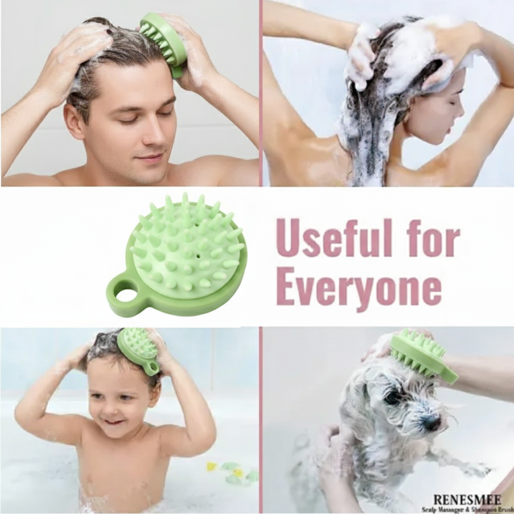 Premium Silicone Scalp Massager Shampoo Brush - Removes Dandruff, Boosts Circulation, and Prevents Hair Loss (Eco-friendly Wheat Straw Material)