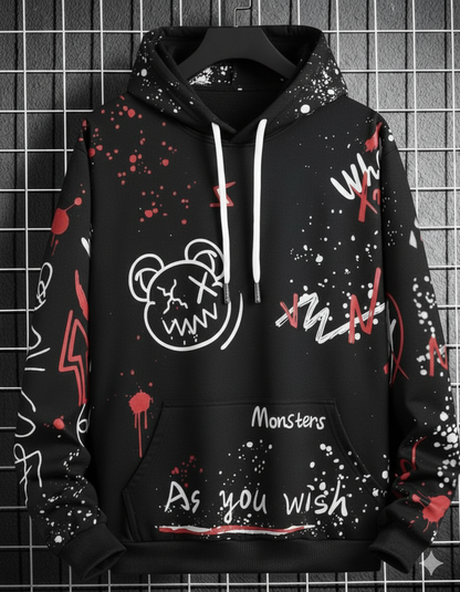 Men Full Sleeve Printed Hooded Sweatshirt