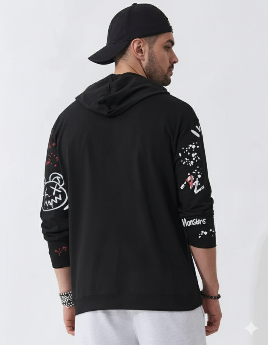 Men Full Sleeve Printed Hooded Sweatshirt