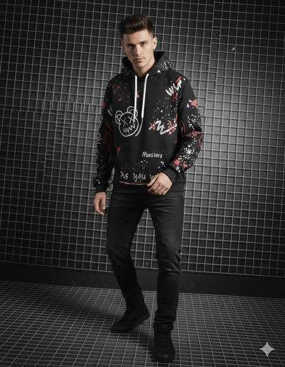 Men Full Sleeve Printed Hooded Sweatshirt