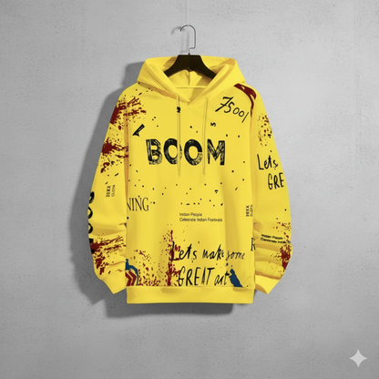 Men Full Sleeve Printed Hooded Sweatshirt