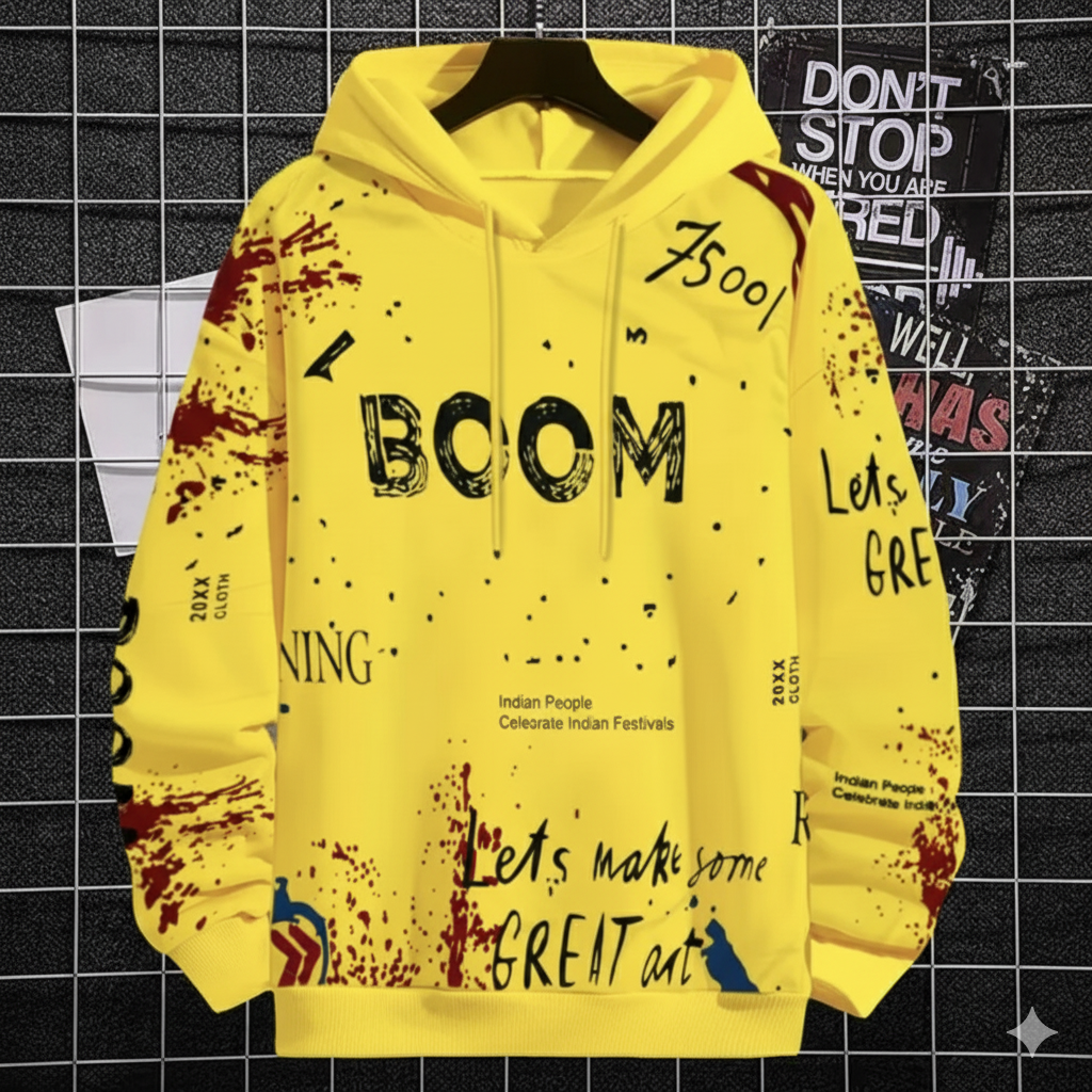 Men Full Sleeve Printed Hooded Sweatshirt