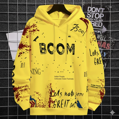 Men Full Sleeve Printed Hooded Sweatshirt