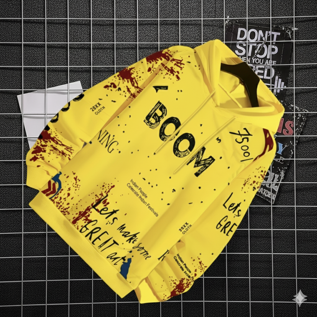 Men Full Sleeve Printed Hooded Sweatshirt