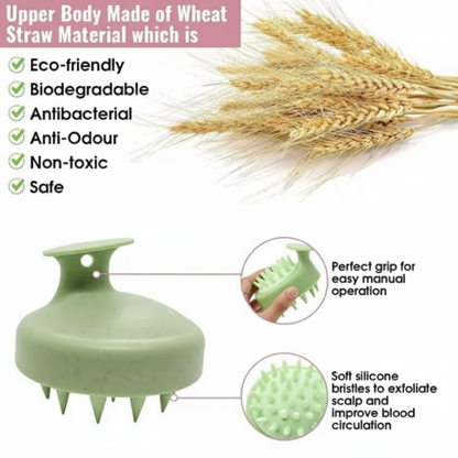 Premium Silicone Scalp Massager Shampoo Brush - Removes Dandruff, Boosts Circulation, and Prevents Hair Loss (Eco-friendly Wheat Straw Material)