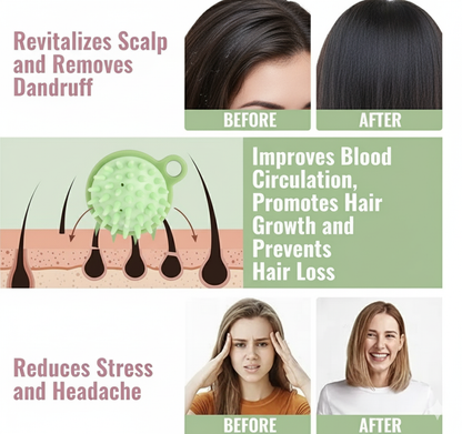 Premium Silicone Scalp Massager Shampoo Brush - Removes Dandruff, Boosts Circulation, and Prevents Hair Loss (Eco-friendly Wheat Straw Material)
